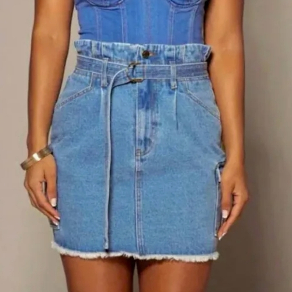 JLUXELABEL Cargo Denim Skirt